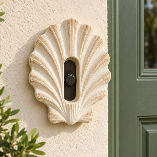 Coastal Shell Doorbell Surround — AI-generated design illustration
