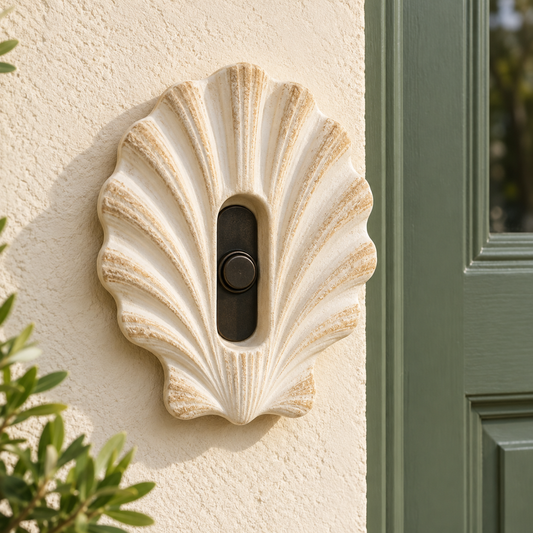 Coastal Shell Doorbell Surround — AI-generated design illustration