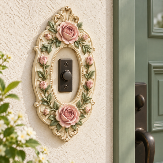 Cottage Rose Doorbell Surround — AI-generated design illustration