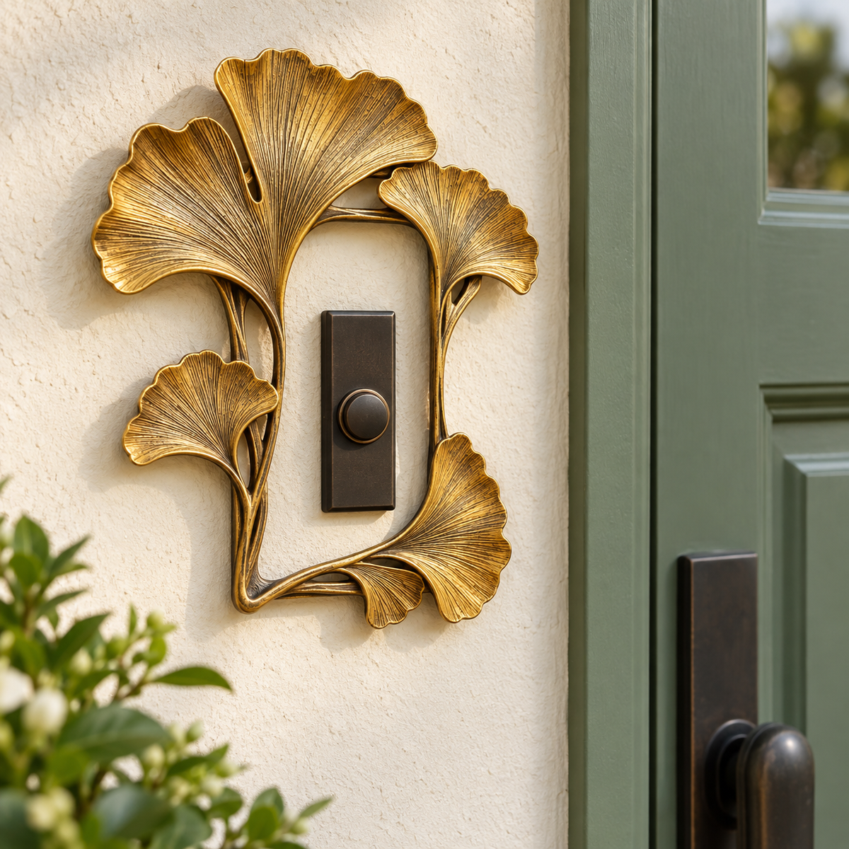 Ginkgo Fan Doorbell Surround — AI-generated design illustration