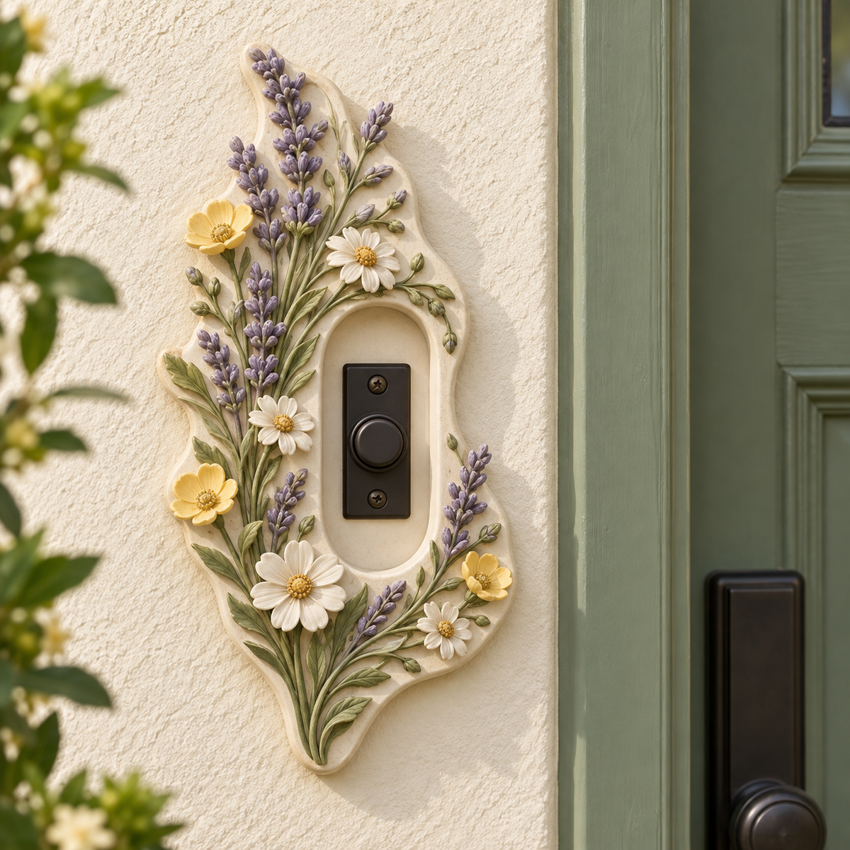 Wildflower Meadow Doorbell Surround — AI-generated design illustration
