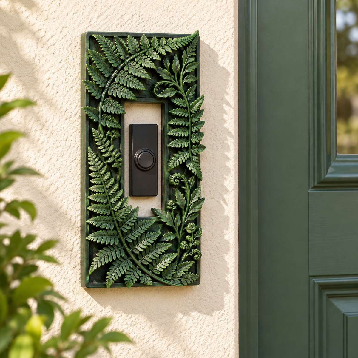 Woodland Fern Doorbell Surround — AI-generated design illustration